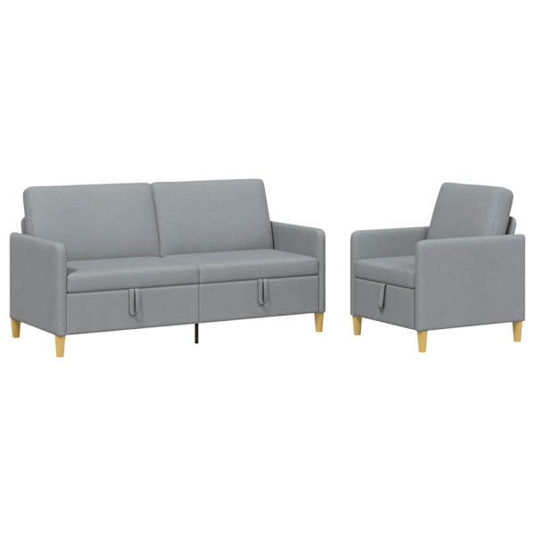 Soffgrupp med förvaring 2 pcs Ljusgrå Polyester