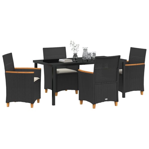 Trädgårdsmöbelset 5 pcs Svart konstrotting