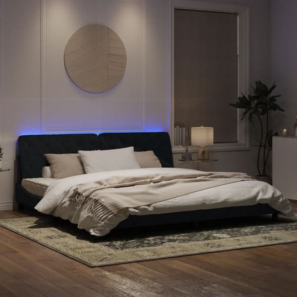 Bed Frame with LED without Mattress Black 200x200 cm Velvet