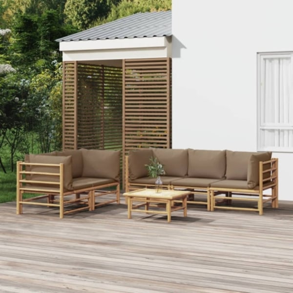 Loungegrupp 6 delar taupe dynor bambu