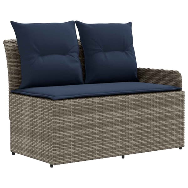 Möbelset med kudde 8 pcs Grå och Marinblå PE Rattan