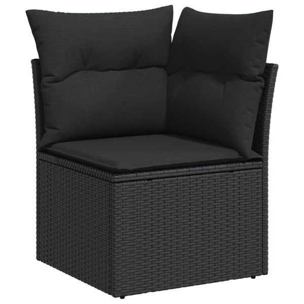 Trädgårdsoffset med kudde med lagring 7 pcs Svart Polyrattan