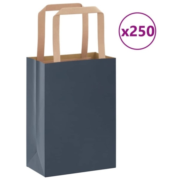 Papperspåsar 250 st med handtag blå 15x8x21 cm