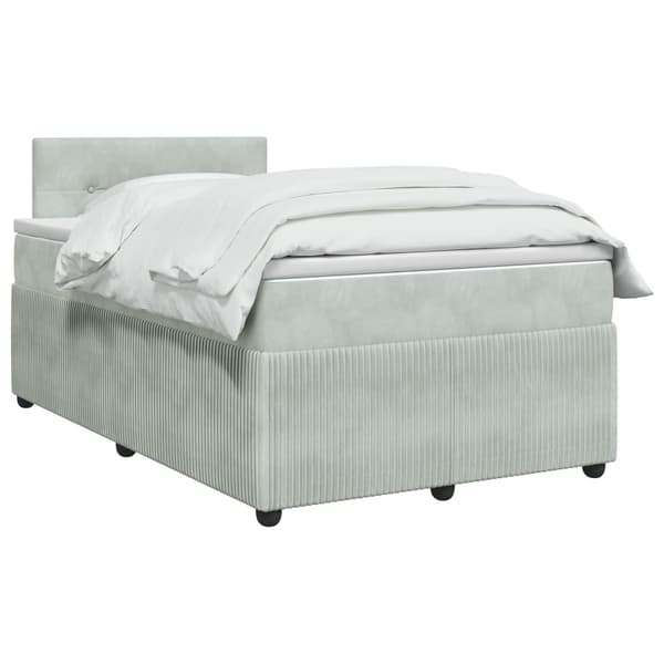 Kontinentalsäng med madrass Ljusgrå 120 x 190 cm Sammet
