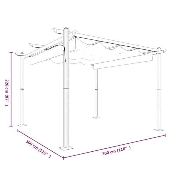 Paviljong med infällbart tak 3x3 m gräddvit
