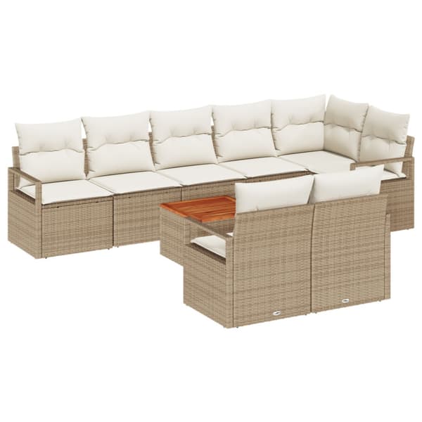 Trädgårdsoffset med kudde 9 pcs Beige konstrotting