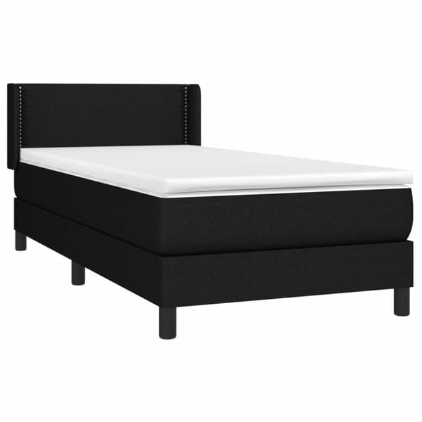 Ramsäng med madrass svart 90x200 cm tyg