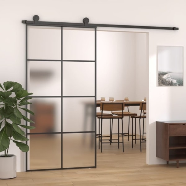 Skjutdörr aluminium med ESG-glas 102,5x205 cm svart