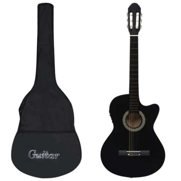 Gitarr 12 delar med EQ-pedal 6 och strängar western svart
