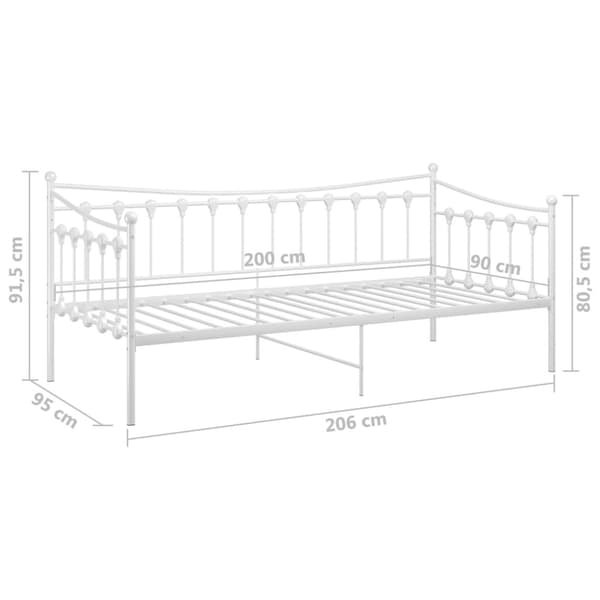 Sängram bäddsoffa vit metall 90x200 cm
