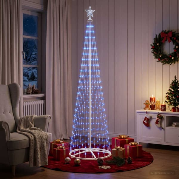 LED-konjulgran 250 cm 470 LED-lampor Blå Stål Vit