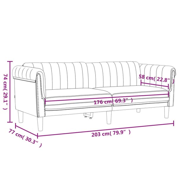Soffa 3-sits gräddvit sammet
