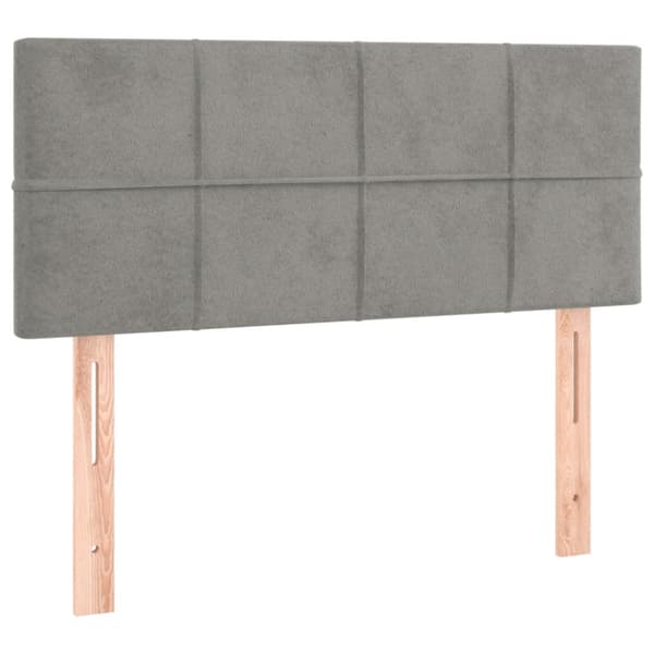 Sänggavel LED ljusgrå 90x5x78/88 cm sammet