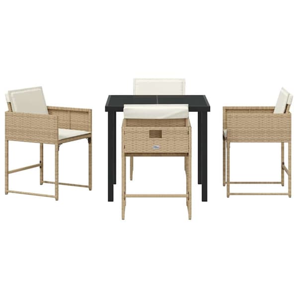 Trädgårdsmöbelset 5 pcs Beige konstrotting