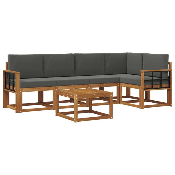 Utomhussoffset med kudde 6 pcs Naturlig och Antracit