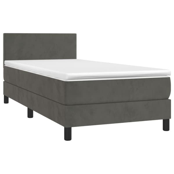 Ramsäng med madrass mörkgrå 90x200 cm sammet