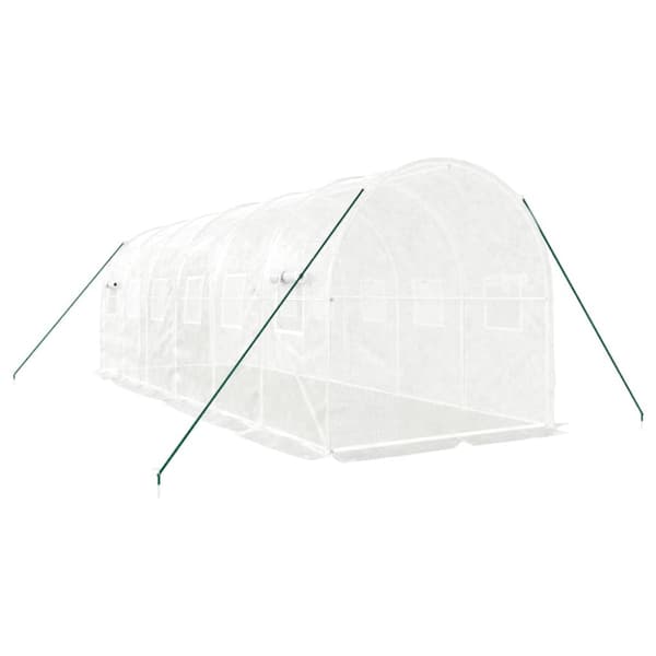 Växthus med stålram vit 12 m² 6x2x2 m