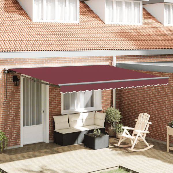 Markisram Vinröd 400 × 300 cm Polyester med PU-beläggning