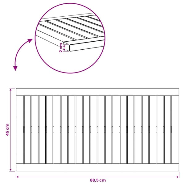 Bordsskiva 88,5 x 45 x 2 cm Rektangulär Massivt Akaciaträ Vit