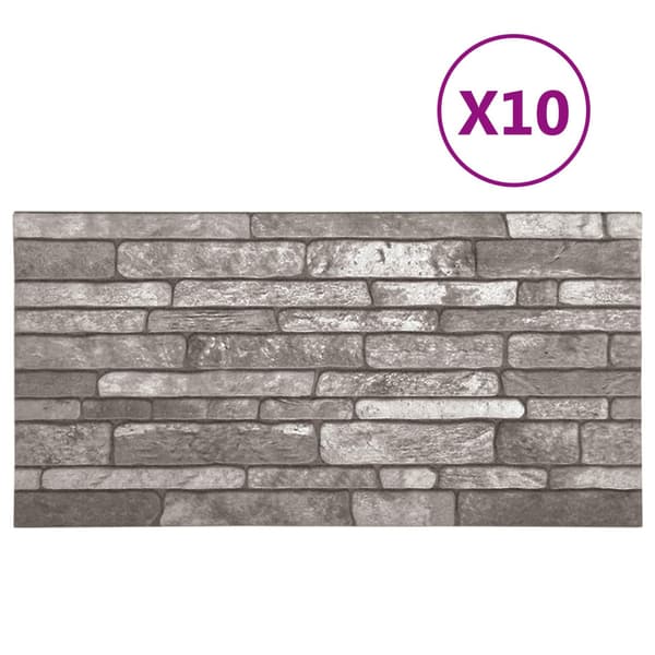 Väggpaneler 10 st 100 x 50 cm Mörkgrå EPS Skum