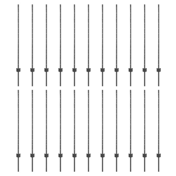 Stängselstolpe 22 pcs Grå 160 cm Stål