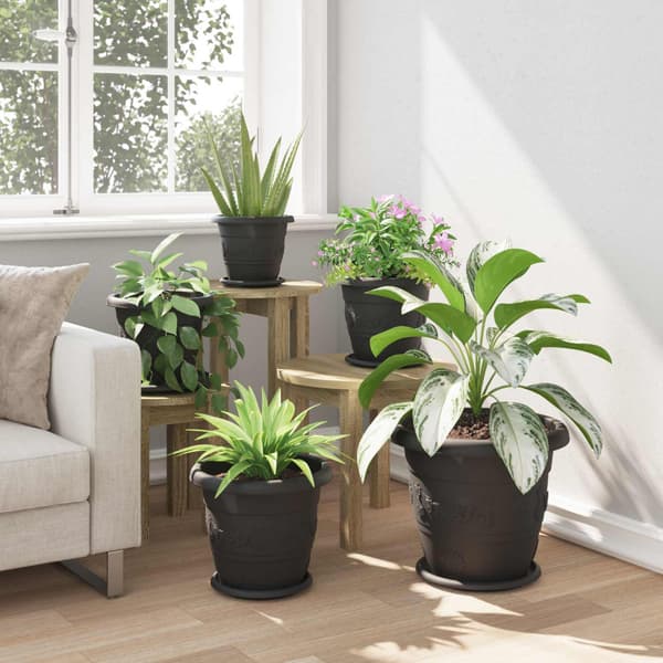 Växtkrukor 6 pcs Svart Ø 30 x 25 cm Plast