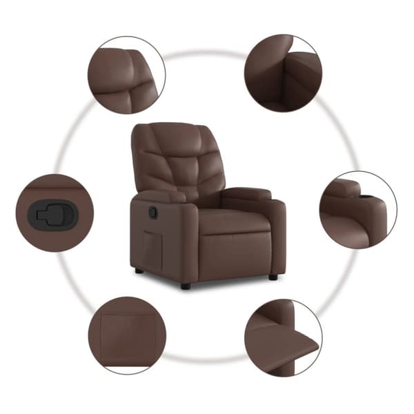Reclinerfåtölj brun konstläder