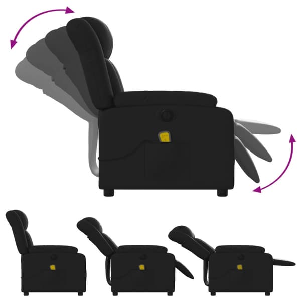 Elektrisk massagefåtölj svart konstläder