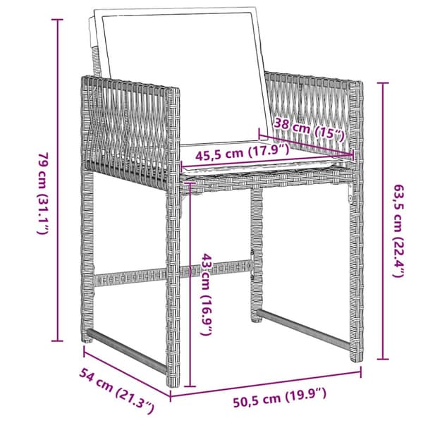 Trädgårdsmöbelset 9 pcs Ljusgrå konstrotting