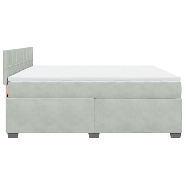 Ramsäng med madrass ljusgrå 200x200 cm sammet