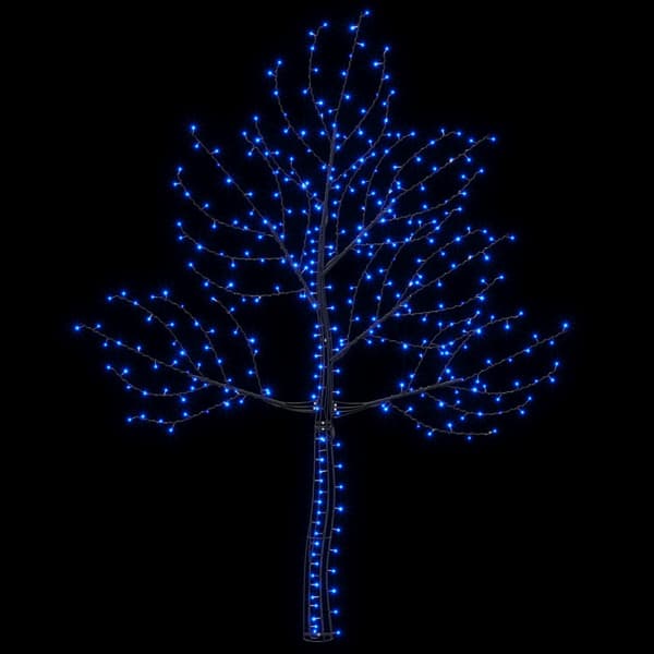 LED-julgran för vägg 210 cm 312 LED-lampor Blå Stål Svart