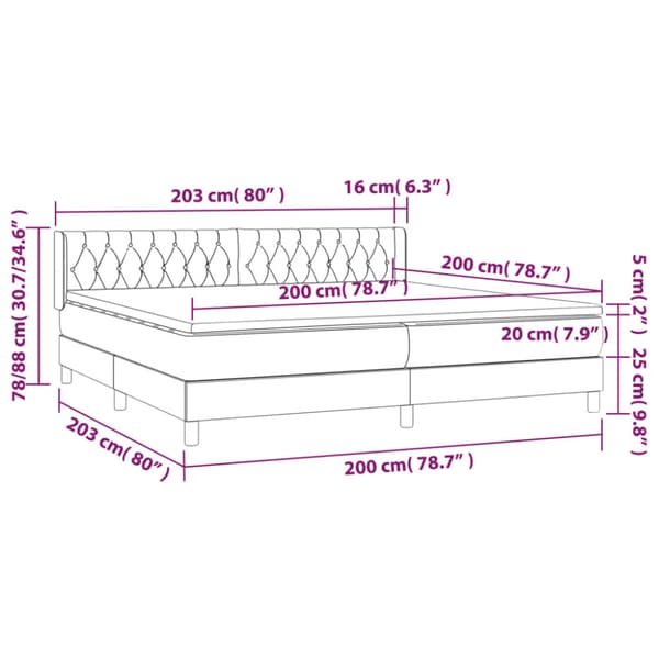 Ramsäng med madrass ljusgrå 200x200 cm tyg