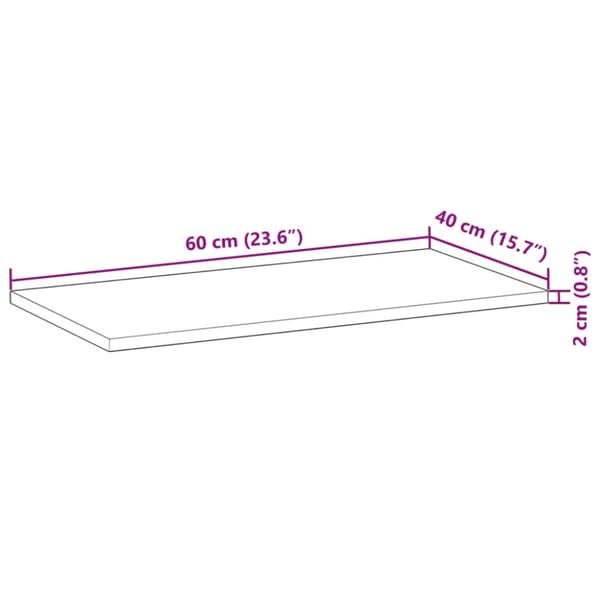 Bordsskiva 60x40x2 cm rektangulär massiv akacia