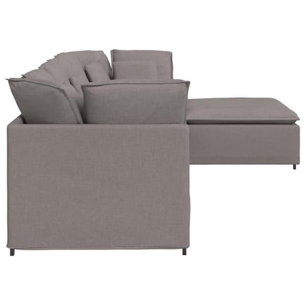 Modulsoffa med fotpall och dynor i taupe