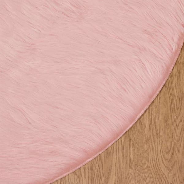 Fuskfäll matta TAFALLA Rosa Ø 160 cm Polyester