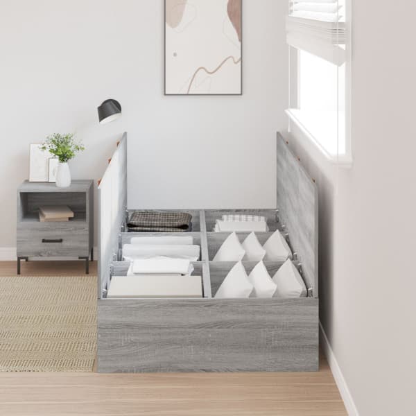 Förvaringssängram Grå Sonoma 80 x 200 cm Konstruerat trä
