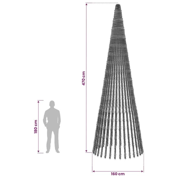 LED Julgran 470 cm 1504 LED-lampor Kallvit Stål Grön