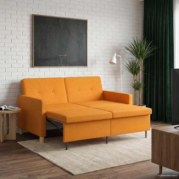 Pull Out Sofa Bed Mörkgul Tyg