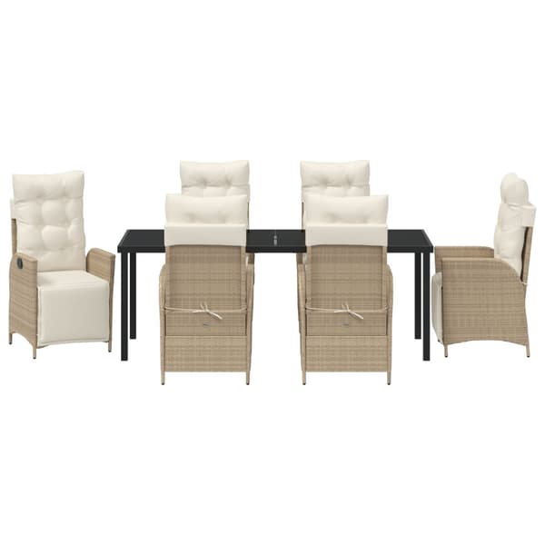 Trädgårdsmöbelset med kudde 7 pcs Beige konstrotting