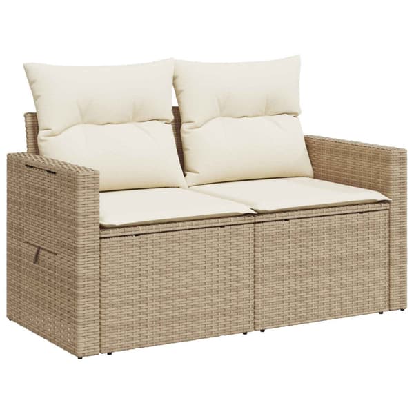 Soffset 8 st Beige och krämvit Poly Rattan och stål