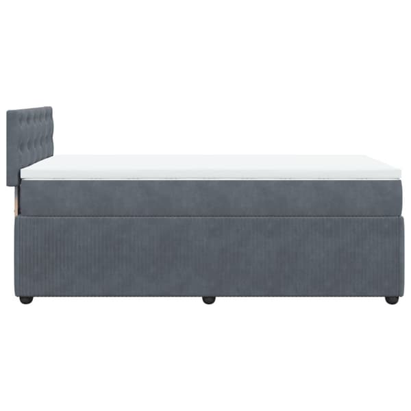 Ramsäng med madrass mörkgrå 80x200 cm sammet