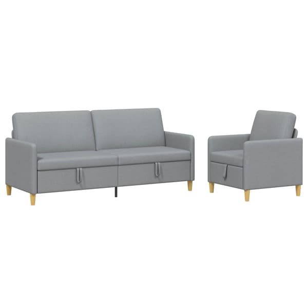 Soffgrupp med förvaring 2 pcs Ljusgrå Polyester