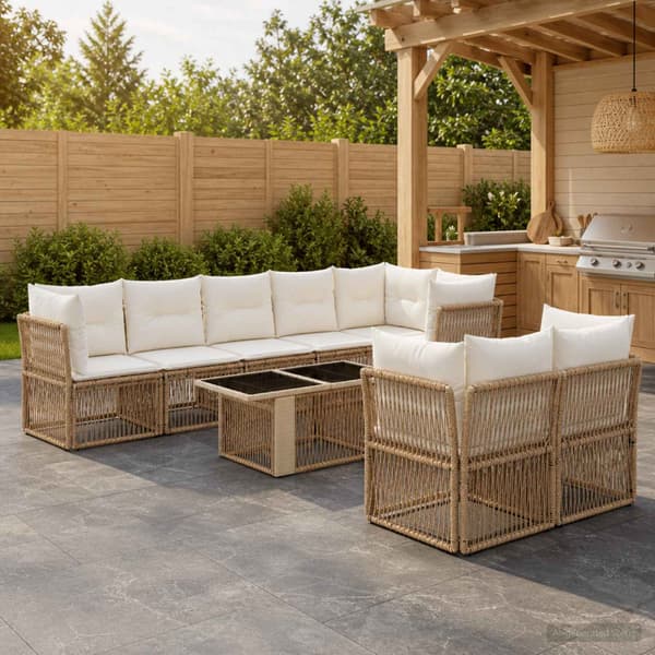 Trädgårdsoffset 8 st Beige konstrotting