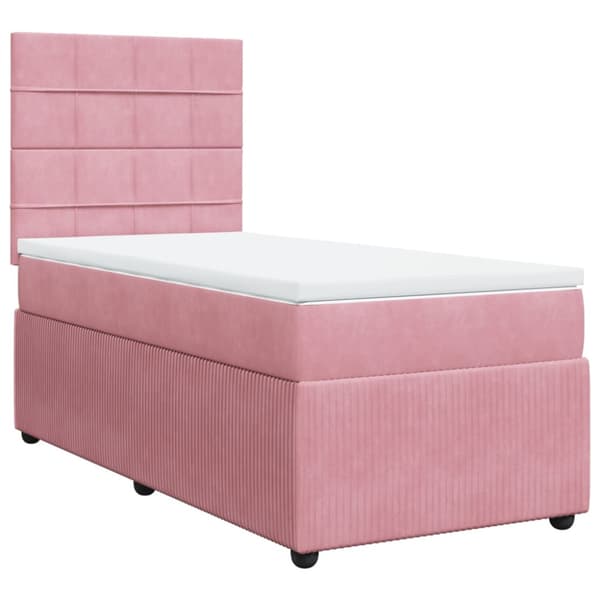 Ramsäng med madrass rosa 90x190 cm sammet