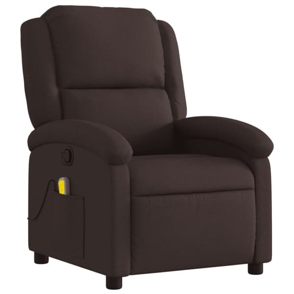 Massagefåtölj mörkbrun tyg