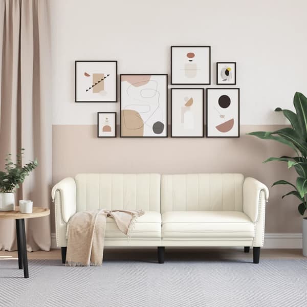 Soffa 2-sits gräddvit sammet