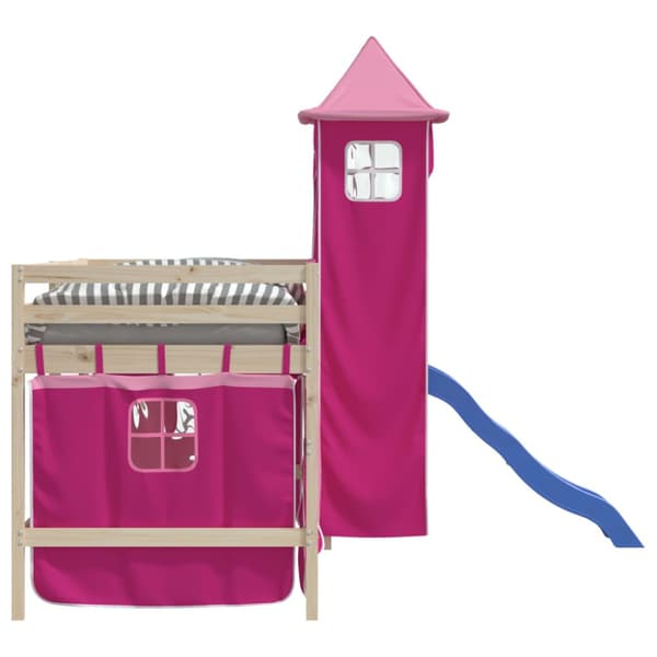 Gardiner för loftsäng med torn rosa polyester