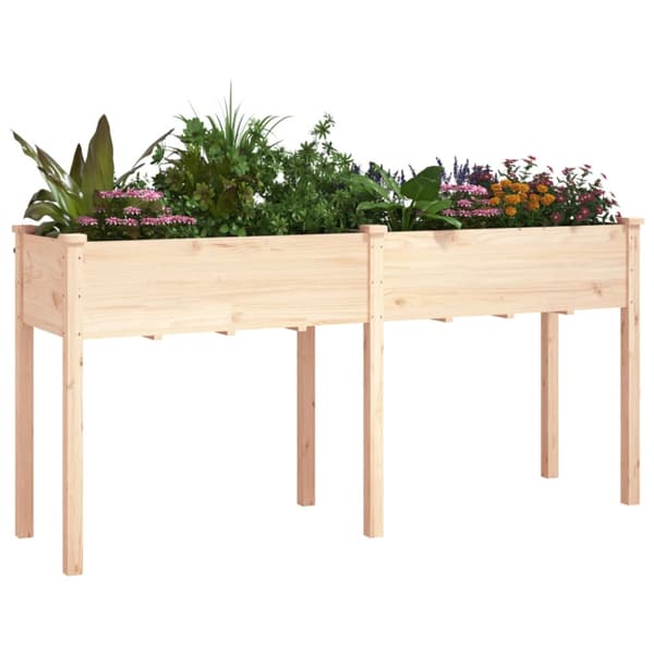 Odlingslåda med foder 161x45x76 cm massivt granträ