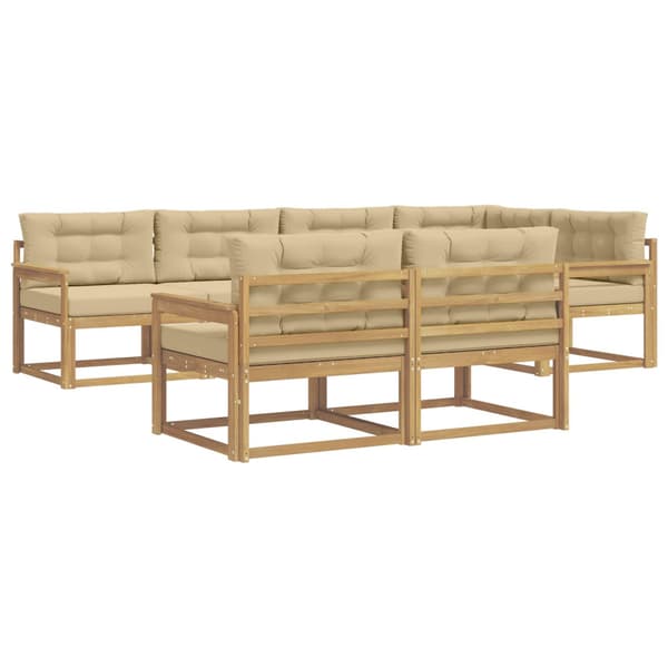 Utomhussoffset med kudde 6 pcs Vit och Beige Polyester