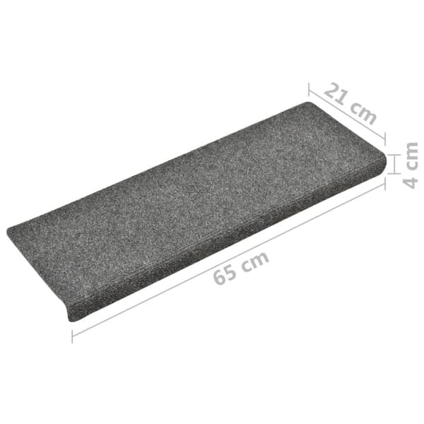 Trappmattor självhäftande 10 st 65x21x4 cm ljusgrå rektangulär kant